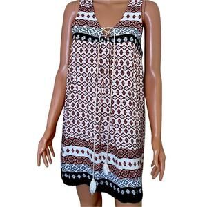 Sweet Journey Small Sleeveless Dress navajo print boxy swing dress SZ L